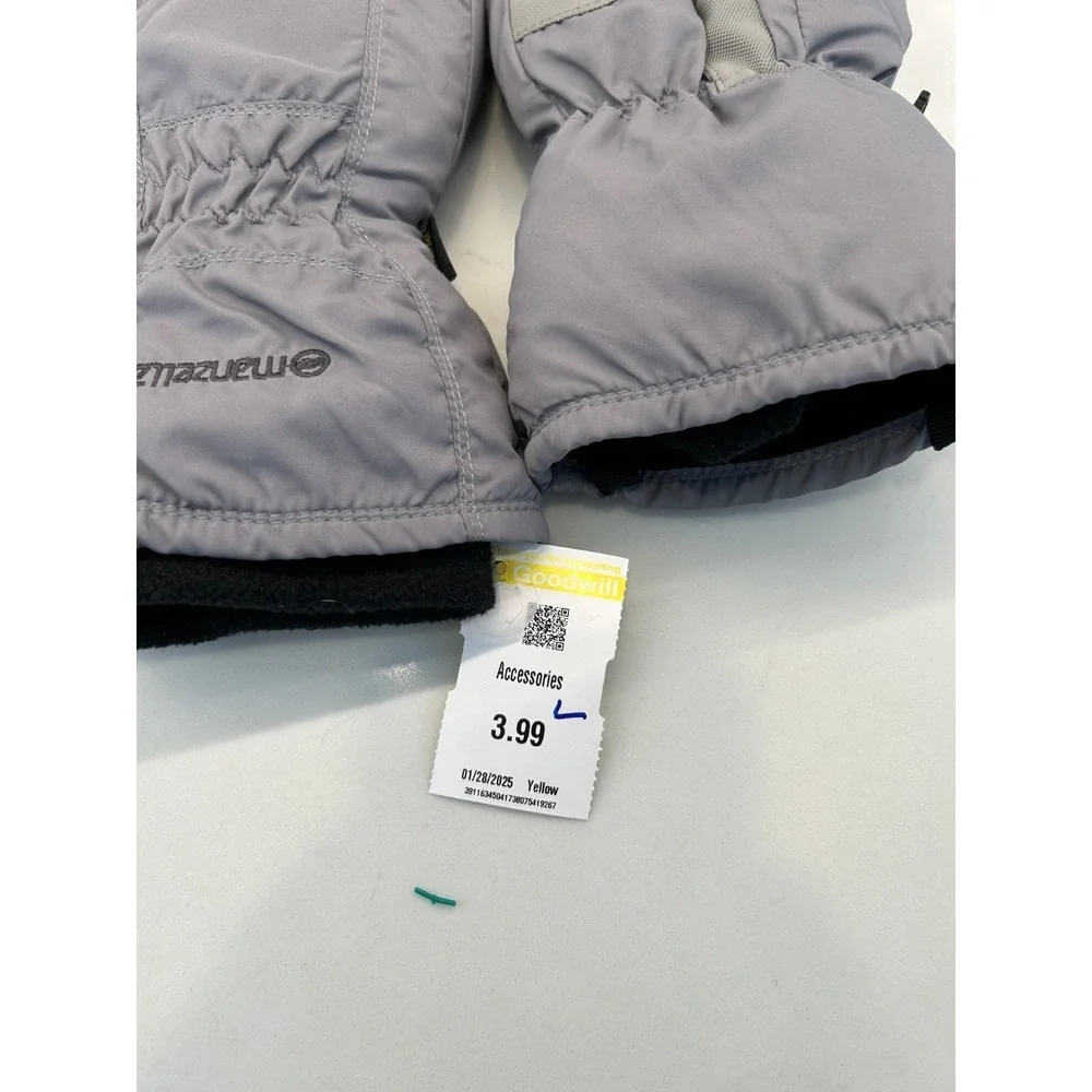 Manzella Waterproof Winter Gloves Womens Medium Gray Warm Insulated Fleece Lined